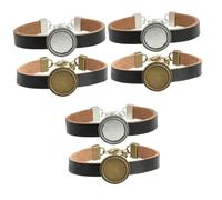 SAFIGLE 6 Stück Lederarmband Retro Stil mit Verstellbarer Legierungsschnalle Teiliges für Herren und Damen Runde Schmuckablage Handgefertigt Modisch für Alltag Party und Reisen Geeignet