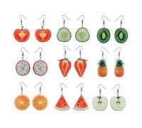 SAFIGLE 9 Paar Fruchtförmige Ohrhänger Kreative Und Modische Ohrringe Für Damen Lustige Designs Melonen Erdbeeren Bananen Und Ananas Ideal Für Sommerpartys Und Freizeitaktivitäten
