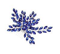 SAFIGLE Braut Haarkamm Schmuck Strass Haarkamm Für Damen Hochzeitskopfschmuck Einsteckkamm Blau Silber Für Hochzeit Brautjungfern Party