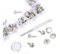 SAFIGLE Druckknopf Satz 15mm aus Edelstahl und Kupfer mit Rostbeständiger Robuster Konstruktion für Canvas und Planen Inklusive Klarer Kunststoffbox und Befestigungswerkzeug für Boot