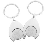 SAFIGLE Einkaufswagen Schlüsselanhänger aus Metall 2 Stück mit Einkaufswagenchip und Praktischem Einkaufswagenöffner Schlüsselring für Supermarkt und Einkaufswagen