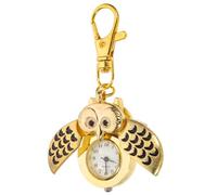 SAFIGLE Eulen Taschenuhr Mit Clip On Anhänger, Goldfarbene Legierung | Halbmondförmige Eule, Große Schwarze Ziffern, Batteriebetrieben, für Handtaschen und Schlüsselringe