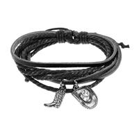 SAFIGLE Herren Lederarmband Cowboy Western Mehrlagig Geflochten mit Cowboyhut Stiefel Anhänger Handgelenkschmuck für Männer Farbbeständig und Leicht für Alltag Party