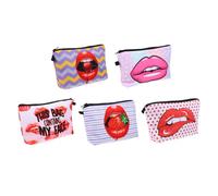 SAFIGLE Kosmetiktasche 5 Stück Schminktasche Mit Rotem Lippenmotiv Polyestermaterial Leicht Für Frauen Mädchen Reise Kulturbeutel Organizer