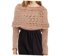 SAFIGLE Langer Strickschal Mit Ärmeln Aus Feinem Strickmaterial Wickelpullover Schulterjäckchen Für Damen Weicher Winterschal Für Arbeit Party Und Reisen