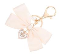 SAFIGLE Schlüsselanhänger Schleife Herz aus Robustem Band und Metall 10x9cm für Damen Handtaschen und Rucksäcke als Süßes Taschenzubehör