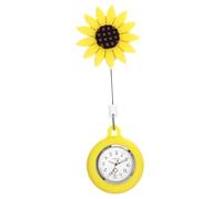 SAFIGLE Schwesternuhr Taschenuhr Mit Sonnenblumen-Design Hängende Dekorative Krankenschwesteruhr Badge Reel Style Uhr Für Studenten Und Krankenschwester
