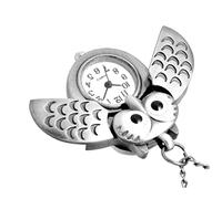 SAFIGLE Vintage Taschenuhr Eule Retro Halbmond Design Silber Metall Geschenk für Uhrenliebhaber Herren und Damen