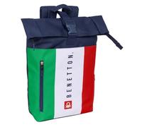 BENETTON FLAG Rucksack mit Klappe für Laptops von 39,6 cm (15,6 Zoll), ideal für verschiedene Altersgruppen, bequem und vielseitig, Qualität und Widerstandsfähigkeit, 28 x 13 x 42 cm, marineblau, M,