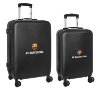 F.C. Barcelona, 3. Ausrüstungsset mit Trolleys und Kabinenrollen, Trolleys mit Rollen, Sicherheitsschloss, leichte Koffer, 40 x 26 x 63 cm, Schwarz, Schwarz, Estándar, Casual
