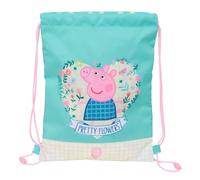 PEPPA PIG PRETTY FLOWERS Rucksack, flach, für Kinder, ideal für Kinder verschiedener Altersgruppen, bequem und vielseitig, Qualität und Widerstandsfähigkeit, 26 x 34 cm, Minzgrün/Pastellgelb, M,