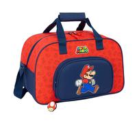 SUPER MARIO TRICK Sporttasche, Rucksack, ideal für Kinder verschiedener Altersgruppen, bequem und vielseitig, Qualität und Widerstandsfähigkeit, 40 x 23 x 24 cm, Dunkelblau/Rot, M, Casual