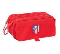 Safta ATLÉTICO DE Madrid Federmäppchen mit DREI Fächern, für Kinder, ideal für Kinder im Schulalter, bequem und vielseitig, Qualität und Widerstandsfähigkeit, 21,5 x 8 x 10 cm, Rot, rot, Estándar,