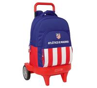 Safta ATLÉTICO DE MADRID Großer Rucksack mit Rädern, kompakt, abnehmbar, ideal für Kinder verschiedener Altersgruppen, bequem und vielseitig, Qualität und Widerstandsfähigkeit, 33 x 22 x 45 cm, Rot