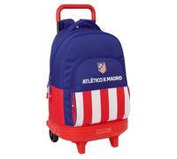 safta ATLÉTICO DE Madrid Großer Rucksack mit Rädern, kompakt, abnehmbar, ideal für Kinder verschiedener Altersgruppen, bequem und vielseitig, Qualität und Widerstandsfähigkeit, 33 x 22 x 45 cm, Rot