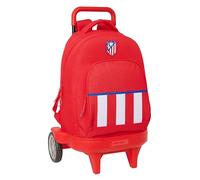 Safta Atlético de Madrid Großer Rucksack mit Rädern, kompakt, abnehmbar, ideal für Kinder verschiedener Altersgruppen, bequem und vielseitig, Qualität und Widerstandsfähigkeit, 33 x 22 x 45 cm, Rot,