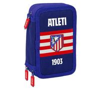 ATLÉTICO DE MADRID Schulmäppchen mit 37 Utensilien, ideal für Kinder von 5 bis 14 Jahren, bequem und vielseitig, Qualität und Widerstandsfähigkeit, 12,5 x 5,5 x 19,5 cm