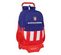 safta ATLÉTICO DE MADRID Schulrucksack mit Trolley, ideal für Kinder verschiedener Altersgruppen, bequem und vielseitig, Qualität und Widerstandsfähigkeit, 33 x 15 x 43 cm, Rot/Blau/Weiß, M