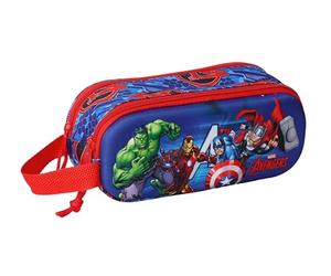 safta Avengers 3D-Doppelmäppchen, für Kinder, ideal für Kinder im Schulalter, bequem und vielseitig, Qualität und Widerstandsfähigkeit, 21 x 6 x 8 cm, Dunkelblau/Rot, M, Casual