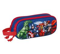 Safta Avengers - Doppel-3D-Federmäppchen, für Kinder, ideal für Kinder im Schulalter, bequem und vielseitig, Qualität und Strapazierfähigkeit, 21 x 6 x 8 cm, Marineblau, Marineblau, Estándar, Lässig
