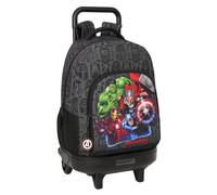 Safta Avengers - Großer Rucksack mit Rädern, kompakt, abnehmbar, ideal für Kinder verschiedener Altersgruppen, bequem und vielseitig, Qualität und Widerstandsfähigkeit, 33 x 22 x 45 cm, Schwarz, M,