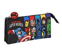 safta Avengers Super Heroes Dreifach-Tragetasche, Schwarz/Weiß, Estándar, Casual, Schwarz/Weiß, Estándar, Casual