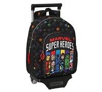 Safta AVENGERS Super Heroes - Kinderrucksack mit Trolley 705, ideal für Kinder verschiedener Altersgruppen, bequem und vielseitig, Qualität und Strapazierfähigkeit, 27 x 10 x 33 cm, Schwarz, Schwarz , Estándar, Casual