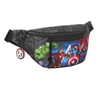 Safta Avengers - Bauchtasche mit Außentasche, ideal für Jugendliche und Kinder unterschiedlichen Alters, bequem und vielseitig, Qualität und Widerstandsfähigkeit, 23 x 9 x 12 cm, Schwarz, M, Casual