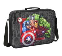 Safta Avengers Ventta - Extra-Schulransporttasche, Aktentasche, Umhängetasche, bequem und vielseitig, Qualität und Widerstandsfähigkeit, 38 x 6 x 28 cm, Schwarz, M, Casual