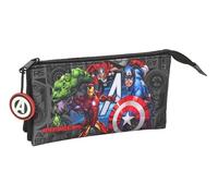Safta Avengers Ventta Federmäppchen für Kinder, ideal für Kinder im Schulalter, bequem und vielseitig, Qualität und Widerstandsfähigkeit, 22 x 3 x 12 cm, Schwarz, M, Casual