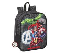Safta Avengers Ventta Kinderrucksack, Kinderrucksack, Schulrucksack, anpassbar an den Kinderwagen, bequem und vielseitig, Qualität und Widerstandsfähigkeit, 22 x 10 x 27 cm, Schwarz, M, Casual
