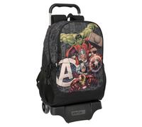 safta Avengers Ventta Schulrucksack mit Trolley, ideal für Kinder verschiedener Altersgruppen, bequem und vielseitig, Qualität und Widerstandsfähigkeit, 33 x 15 x 43 cm, Schwarz, M, Casual