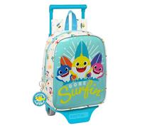 Safta BABY SHARK SURFING Schulrucksack 232 mit Trolley 805, einfache Reinigung, ideal für Kinder unterschiedlichen Alters, bequem und vielseitig, Qualität und Stärke, 22 x 10 x 28 cm, Blau und Weiß,