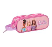 Safta Barbie Love Doppelmäppchen für Kinder, ideal für Kinder im Schulalter, bequem und vielseitig, Qualität und Widerstandsfähigkeit, 21 x 6 x 8 cm, Rosa