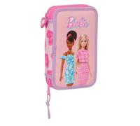 Safta BARBIE LOVE Federmäppchen für Kinder, Federmäppchen mit Farben, mit 28 Utensilien, ideal für Kinder von 5 bis 14 Jahren, bequem und vielseitig, Qualität und Widerstandsfähigkeit, 12,5 x 4 x 19,5