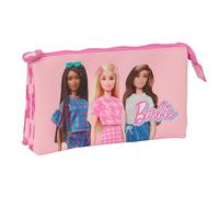 Safta Barbie Love Federmäppchen mit DREI Fächern, für Kinder, ideal für Kinder im Schulalter, bequem und vielseitig, Qualität und Widerstandsfähigkeit, 22 x 3 x 12 cm, Rosa, Rosa, Estándar, Lässig