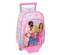 Safta Barbie Painterly Kinderrucksack mit Trolley 705, ideal für Kinder verschiedener Altersgruppen, bequem und vielseitig, Qualität und Widerstandsfähigkeit, 26 x 11 x 34 cm, Rosa/Himmelblau, M,