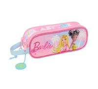 Safta Barbie Painterly Doppel-Schultasche für Kinder mit 2 separaten Fächern und Reißverschlüssen, seitlicher Griff, Maße 21 x 6 x 8 cm, Schulmäppchen mit 2 Fächern