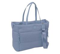safta | Basic Stewardess Blue 14,1-Zoll-Laptop-Umhängetasche, gepolstertes Fach mit Reißverschluss, 2 Vordertaschen, Innentasche, abnehmbarer, verstellbarer Schultergurt, Maße: 40 x 17 x 31 cm