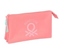safta Benetton Basics Coral - Dreifach-Federmäppchen für Kinder, ideal für Kinder im Schulalter, bequem und vielseitig, Qualität und Widerstandsfähigkeit, 22 x 3 x 12 cm