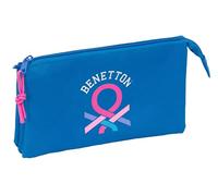 safta Benetton Basics Federmäppchen mit 3 Fächern, für Kinder, ideal für Kinder im Schulalter, bequem und vielseitig, Qualität und Widerstandsfähigkeit, 22 x 3 x 12 cm