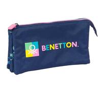 Safta Benetton Cool Federmäppchen für Kinder, Federmäppchen für Kinder, ideal für Schulkinder, bequem und vielseitig, Qualität und Beständigkeit, 22 x 3 x 12 cm, Marineblau, Marineblau, Estándar,