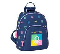 Safta Benetton Cool Mini-Rucksack für den täglichen Gebrauch, ideal für Kinder verschiedener Altersgruppen, bequem und vielseitig, Qualität und Widerstandsfähigkeit, 25 x 13 x 30 cm, Marineblau,
