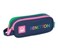 Safta Benetton Damero Doppelmäppchen für Kinder, ideal für Kinder im Schulalter, bequem und vielseitig, Qualität und Widerstandsfähigkeit, 21 x 6 x 8 cm, marineblau, M, Casual