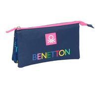 Safta BENETTON DAMERO Federmäppchen für Kinder, ideal für Kinder im Schulalter, bequem und vielseitig, Qualität und Widerstandsfähigkeit, 22 x 3 x 12 cm, marineblau, M, Casual