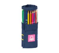 Safta Benetton Rollmäppchen Damero – Federmäppchen für Kinder 5–14 J., 7×20 cm, marineblau, M