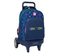 safta Benetton Damero Großer Rucksack mit Rädern, kompakt, abnehmbar, ideal für Kinder verschiedener Altersgruppen, bequem und vielseitig, Qualität und Widerstandsfähigkeit, 33 x 22 x 45 cm,
