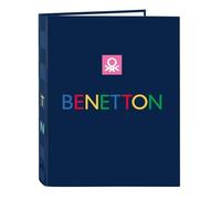 Safta Benetton Damero Ringbuch mit 4 Ringen, ideal für Kinder verschiedener Altersgruppen, bequem und vielseitig, Qualität und Widerstandsfähigkeit, 26,5 x 33 cm, marineblau, M, Casual