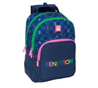 Safta Benetton Damero Schulrucksack für Kinder, ideal für Kinder verschiedener Altersgruppen, bequem und vielseitig, Qualität und Widerstandsfähigkeit, 32 x 15 x 42 cm, marineblau, M, Casual