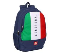 Safta BENETTON FLAG Schulrucksack für Kinder, ideal für Kinder verschiedener Altersgruppen, bequem und vielseitig, Qualität und Widerstandsfähigkeit, 32 x 16 x 44 cm, marineblau, M, Casual